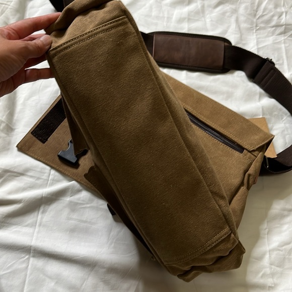 RAVUO Messenger Bag for Men Water Resistant Canvas Satchel Laptop 16.9 x 5.5 x 1 - Picture 10 of 16